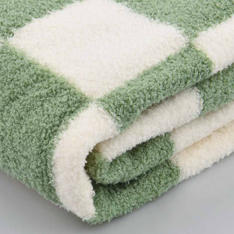 Plaid 'Damier' bouclettes vert 