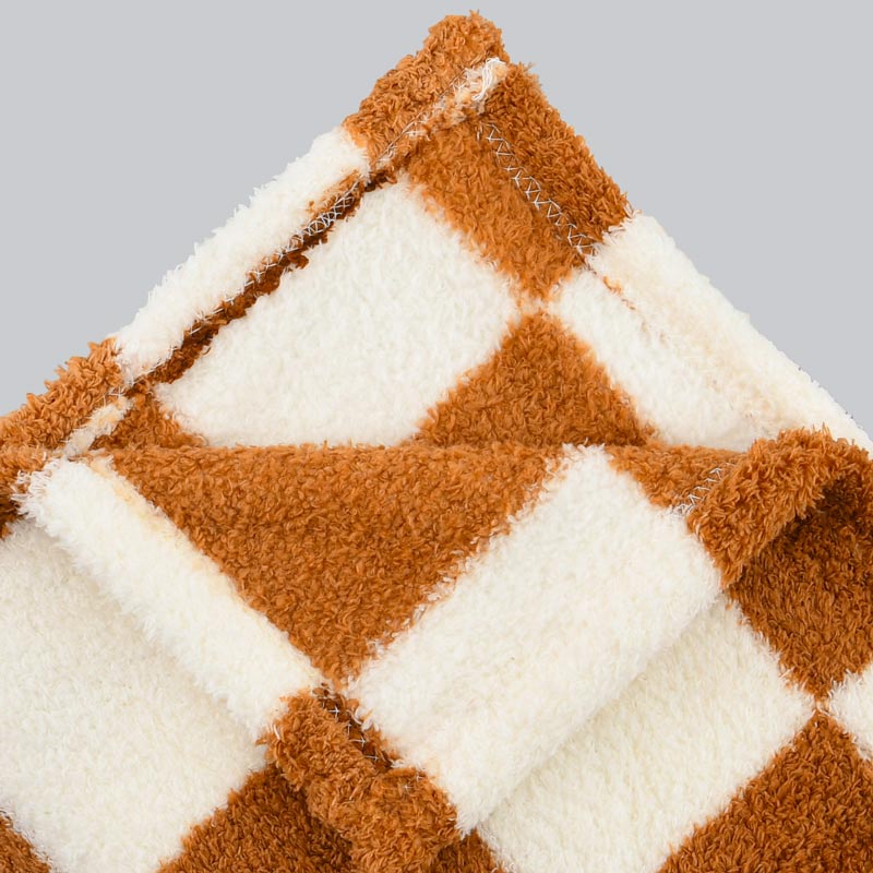 Plaid 'Damier' bouclettes marron