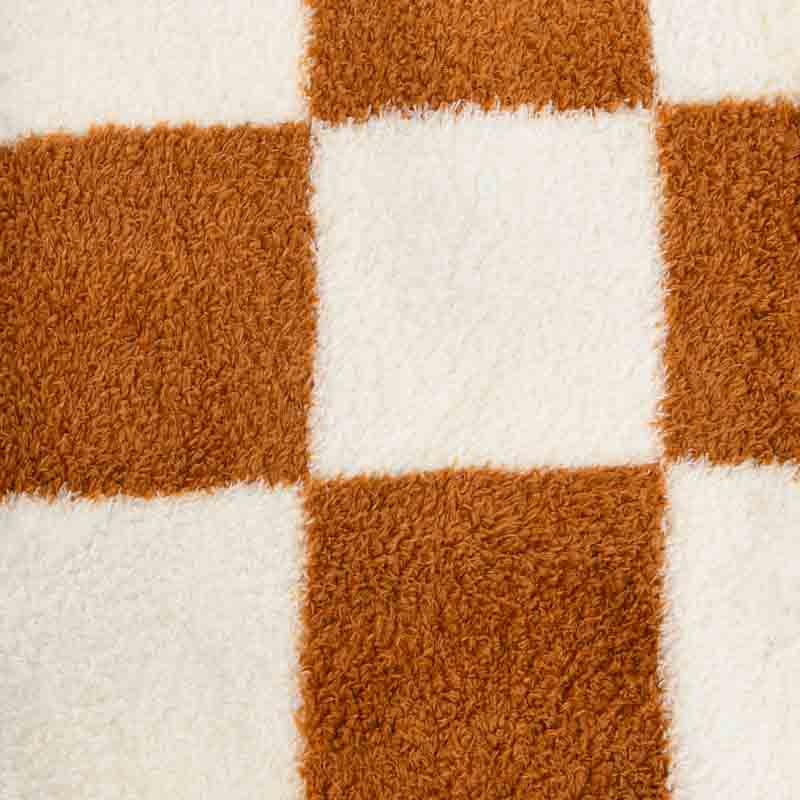 Plaid 'Damier' bouclettes marron