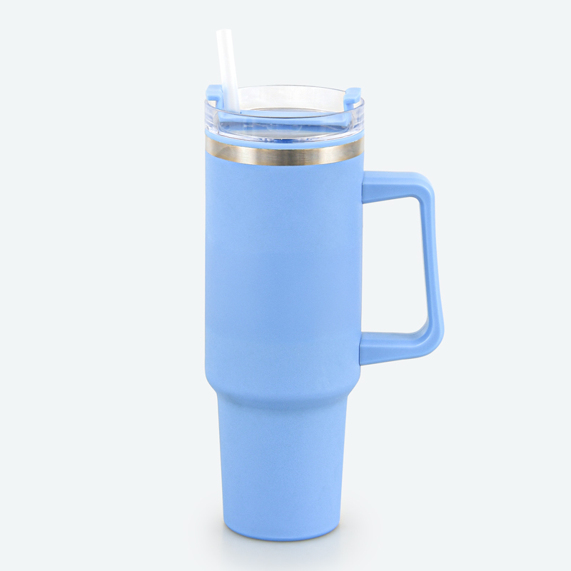 Mug avec paille bleu
