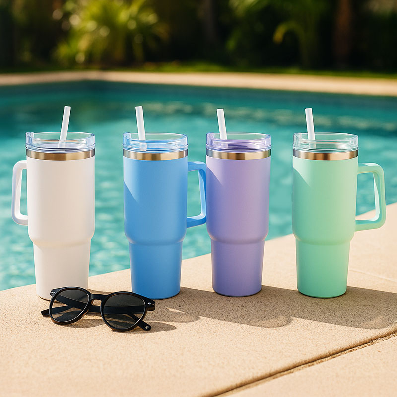 Mug avec paille violet