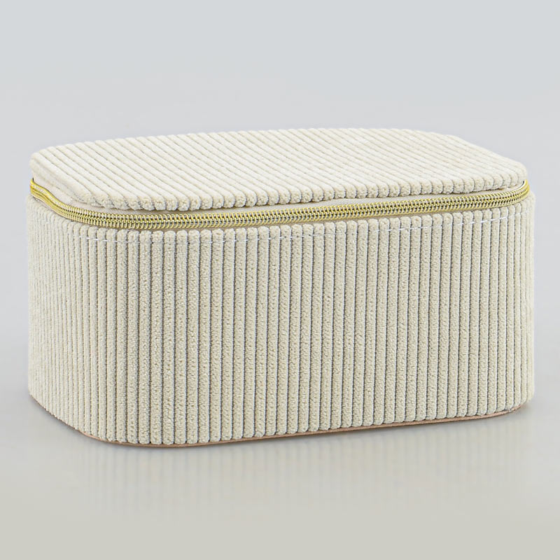 Boîte à bijoux effet velours côtelé blanche 