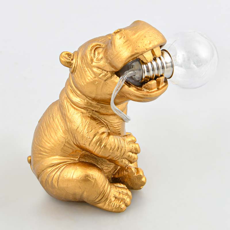 Décoration hippopotame 'Goldenia' lumineux 