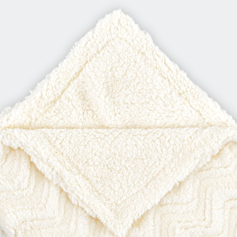 Plaid sherpa jacquard 'Villa' écru 