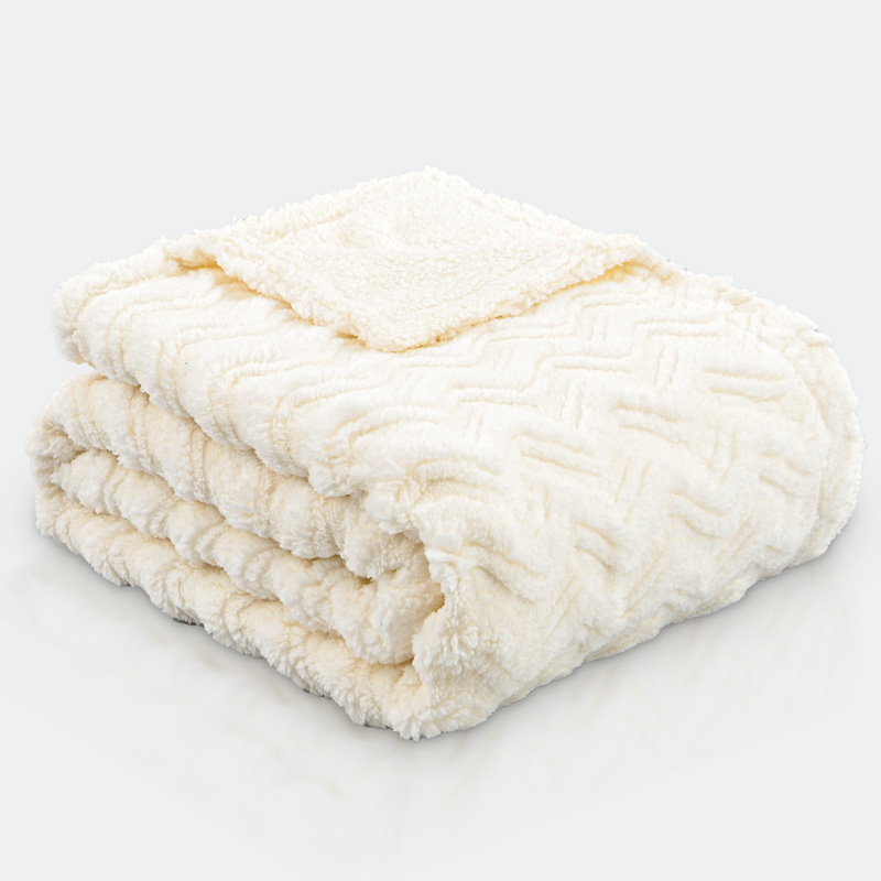 Plaid sherpa jacquard 'Villa' écru 