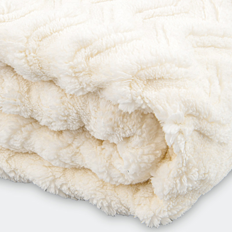 Plaid sherpa jacquard 'Villa' écru 