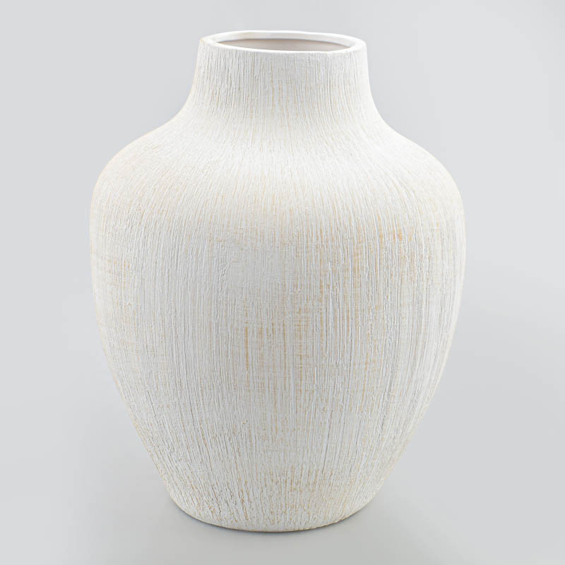 Vase texturé 'Olvia' couleurs blanc crème 