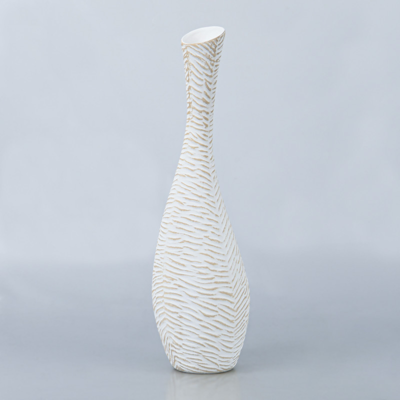 Vase 'Ondine' blanc et beige  texturé