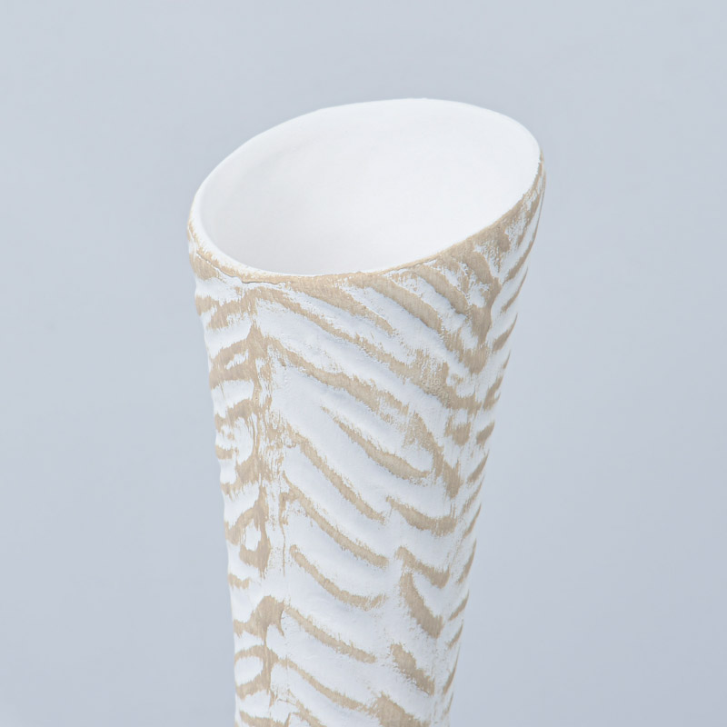 Vase 'Ondine' blanc et beige  texturé
