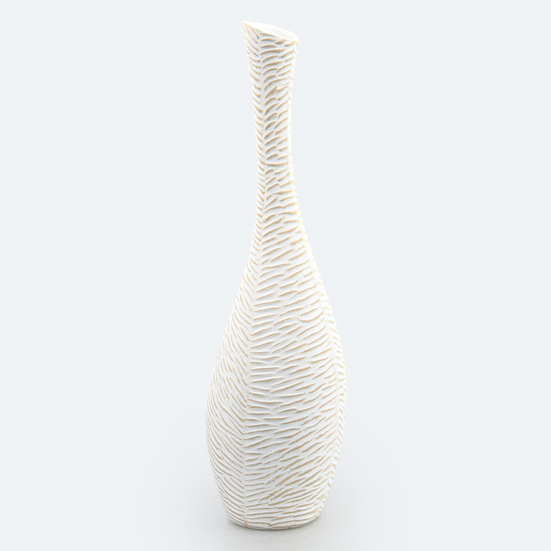 Vase texturé 'Ondine' blanc et beige