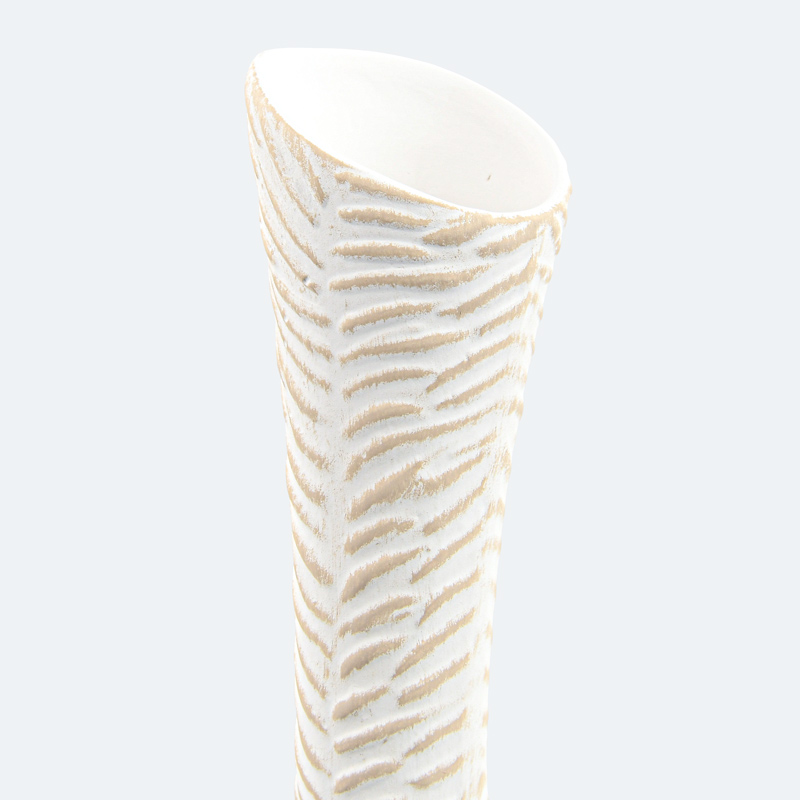 Vase texturé 'Ondine' blanc et beige