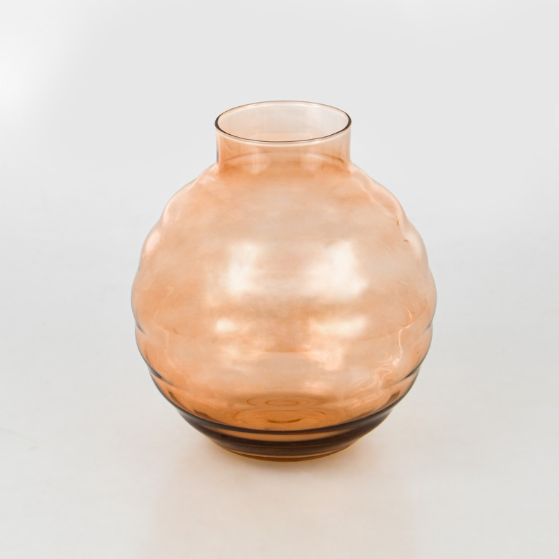 Vase boule lignes marron