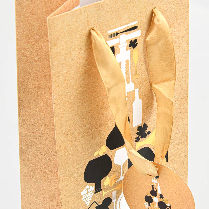 Sac cadeaux pour bouteille doré