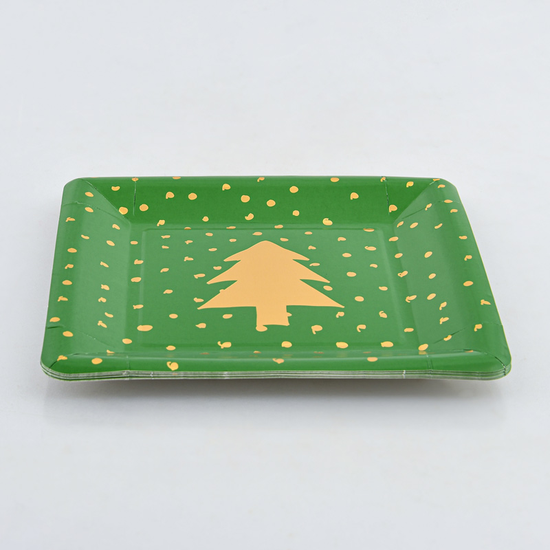 Lot de 8 assiettes 'Shiny Tree' vert