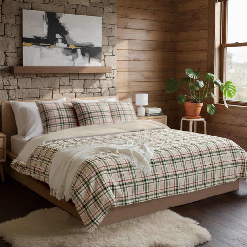 Parure de lit 'Gaston' imprimé carreaux 