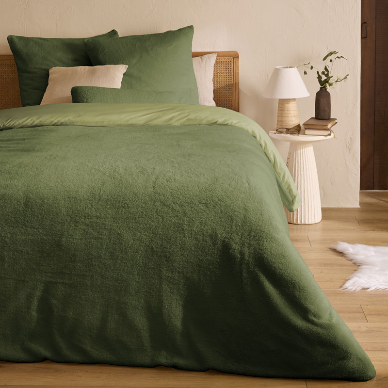 Parure de lit sherpa 'Teddy' kaki