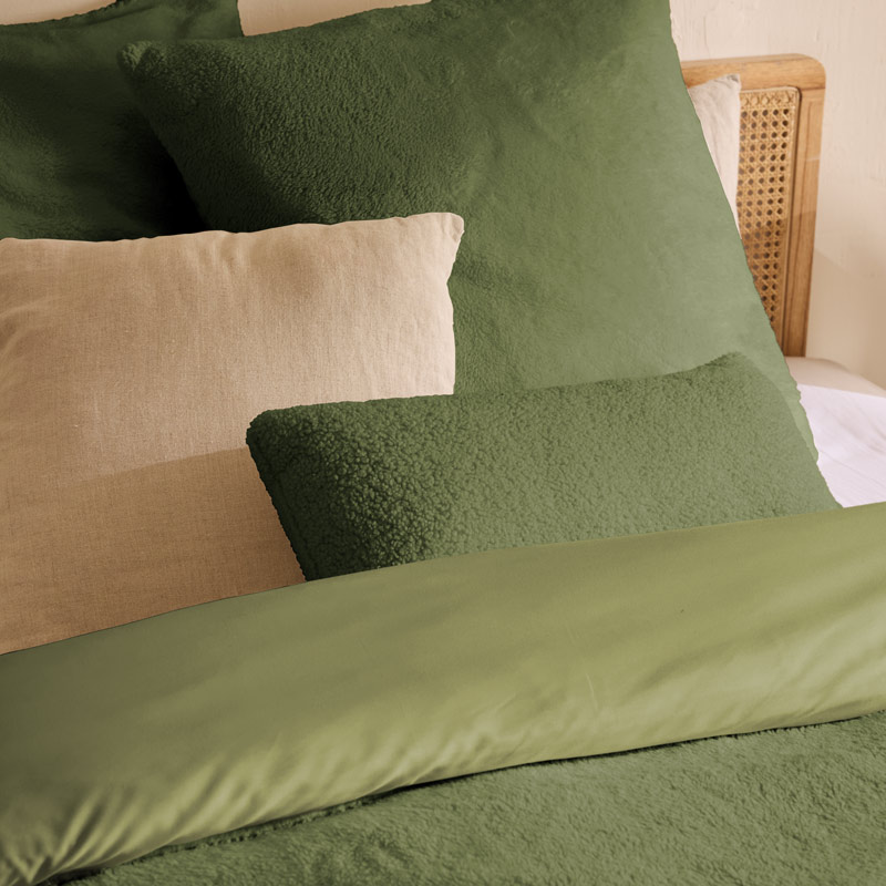 Parure de lit sherpa 'Teddy' kaki