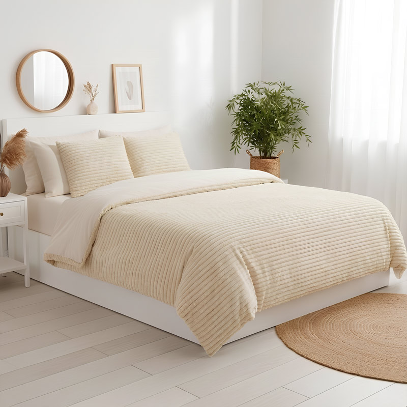 Parure de lit côtelé 'Embossée' beige