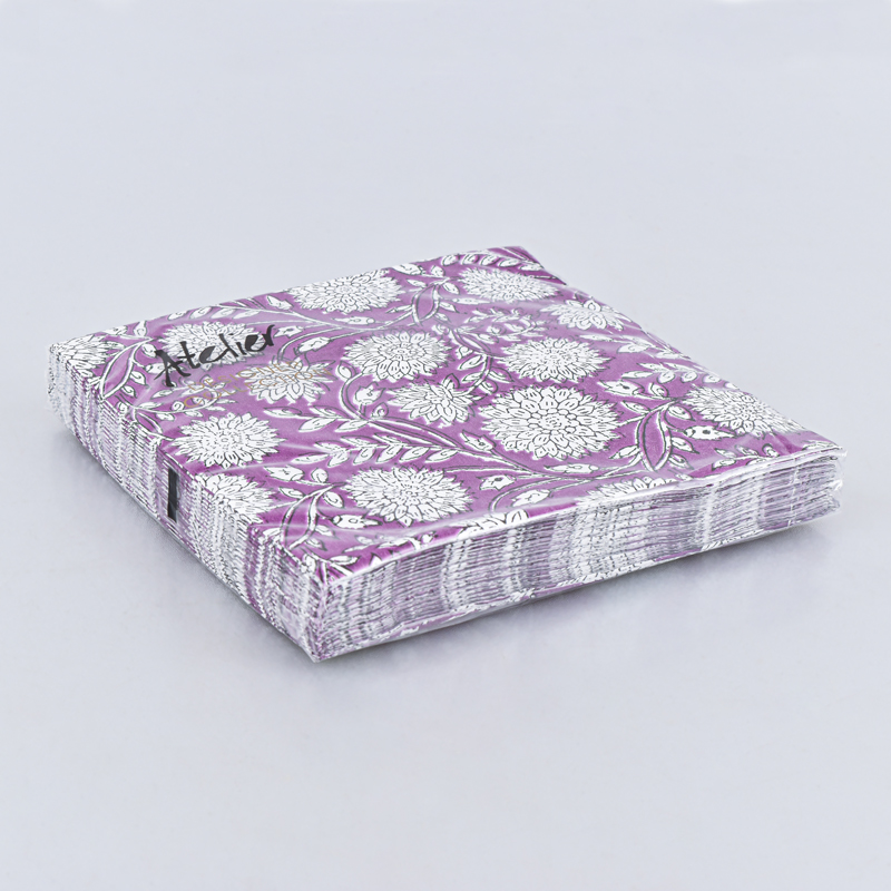Lot de 20 serviettes 'Arles' violet blanc