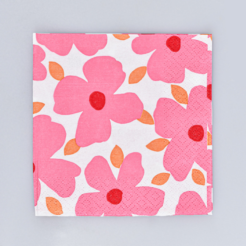 Lot de 20 serviettes 'Poppy Pop' roses