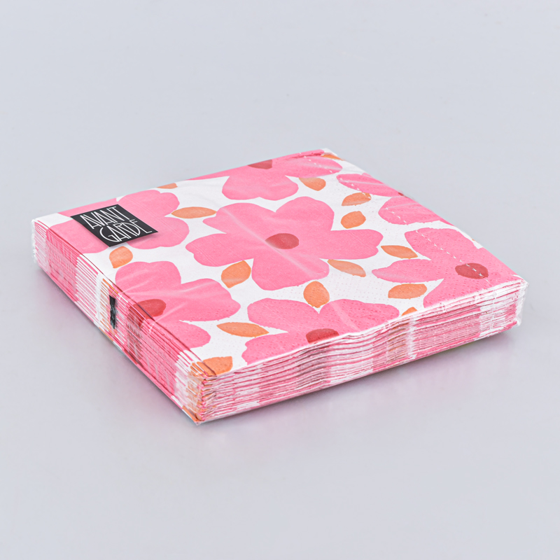 Lot de 20 serviettes 'Poppy Pop' roses