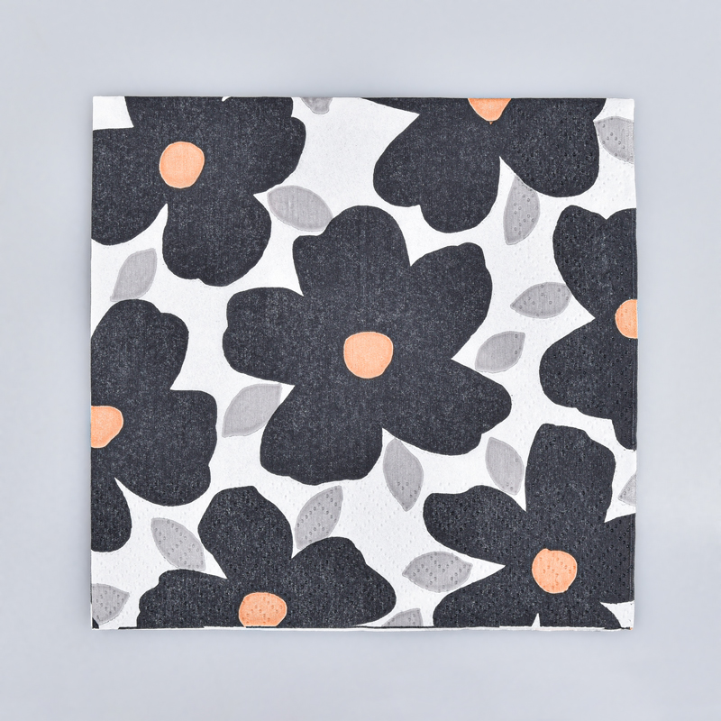 Lot de 20 serviettes 'Poppy Pop' noires