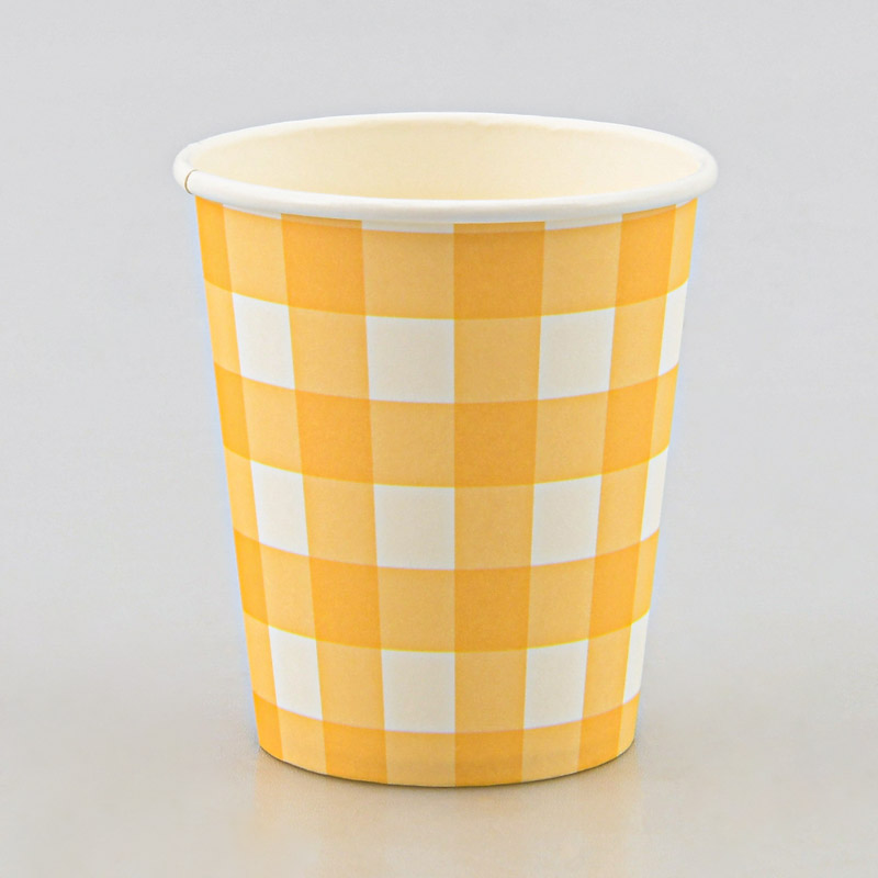 Lot de 10 gobelets à carreaux jaune 25cl 