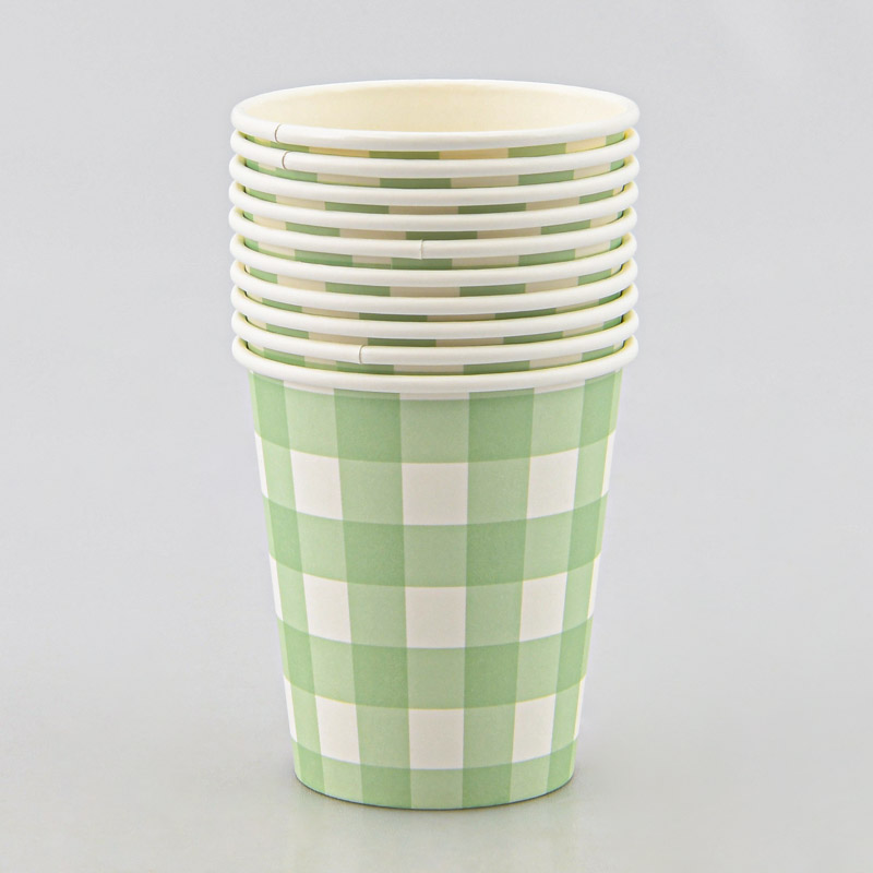Lot de 10 gobelets à carreaux vert 25cl 