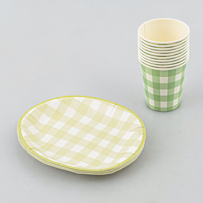 Lot de 10 gobelets à carreaux vert 25cl 