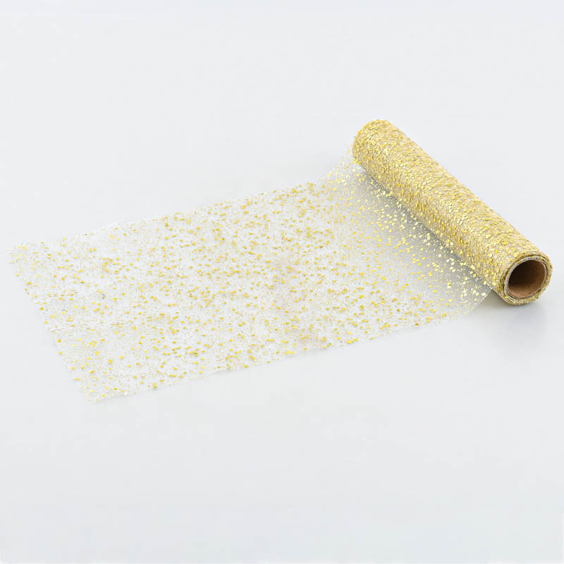 Chemin de table tulle sequins doré