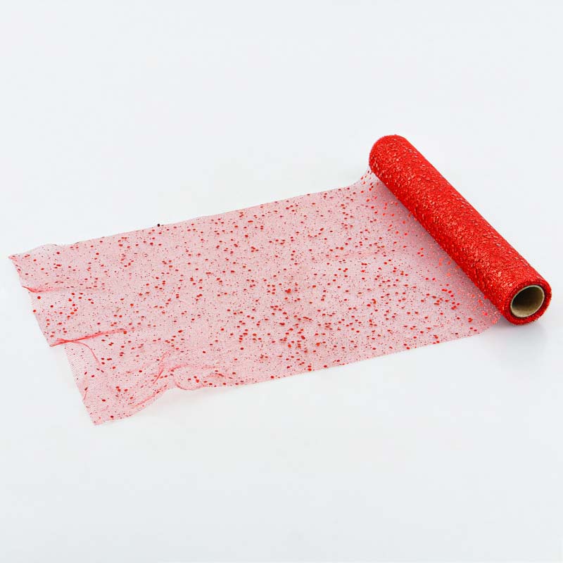Chemin de table tulle sequins rouge