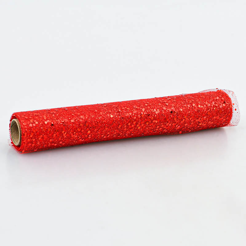 Chemin de table tulle sequins rouge