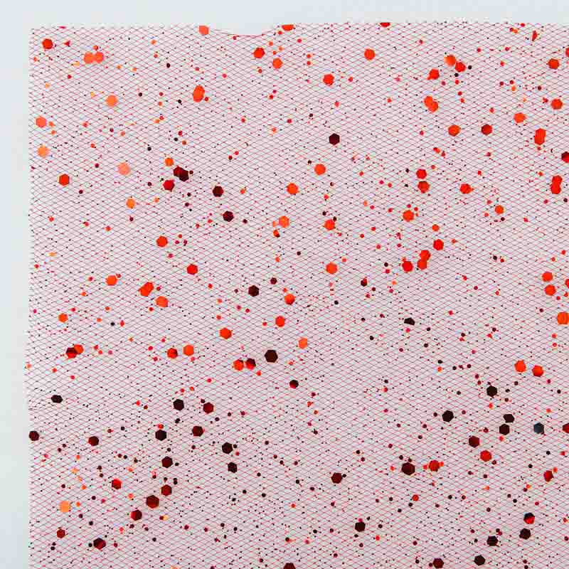 Chemin de table tulle sequins rouge