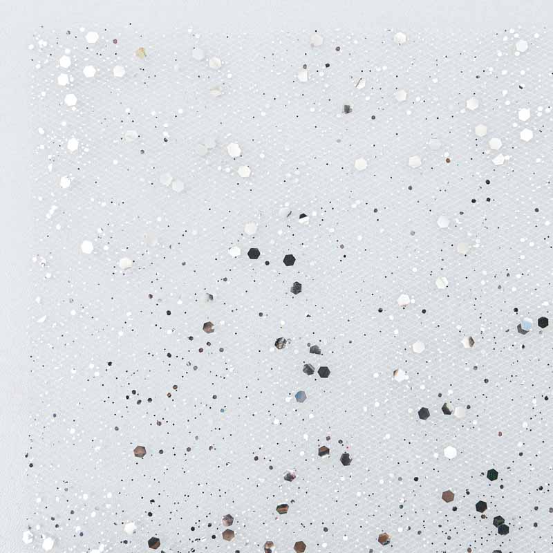 Chemin de table tulle sequins argenté