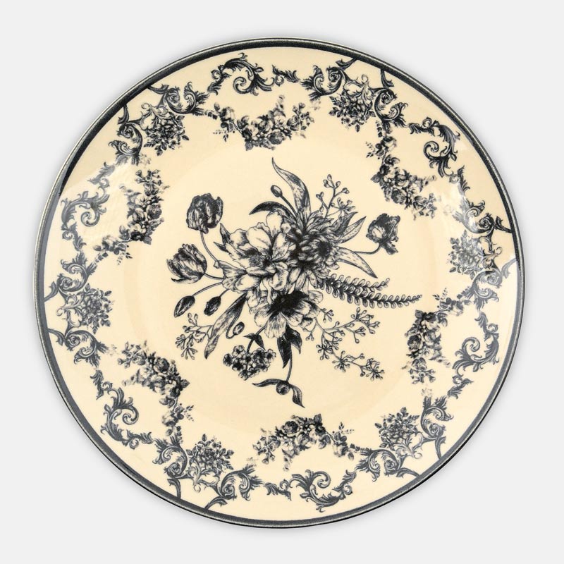 Assiette plate 'Suzelle' beige et noir