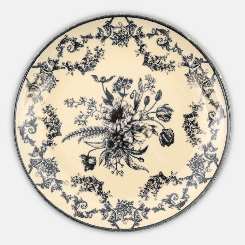 Assiette à dessert 'Suzelle' beige et noir