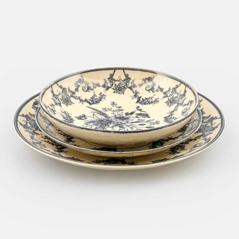 Assiette multiusage 'Suzelle' beige et noir