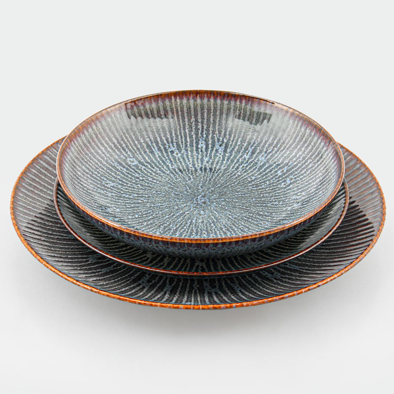 Assiette à dessert 'Iris' bleu