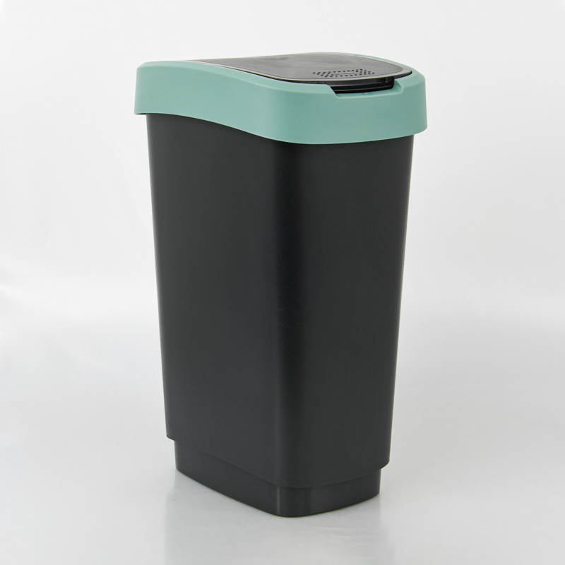 Poubelle à battant 'Twist' noire et verte 50L
