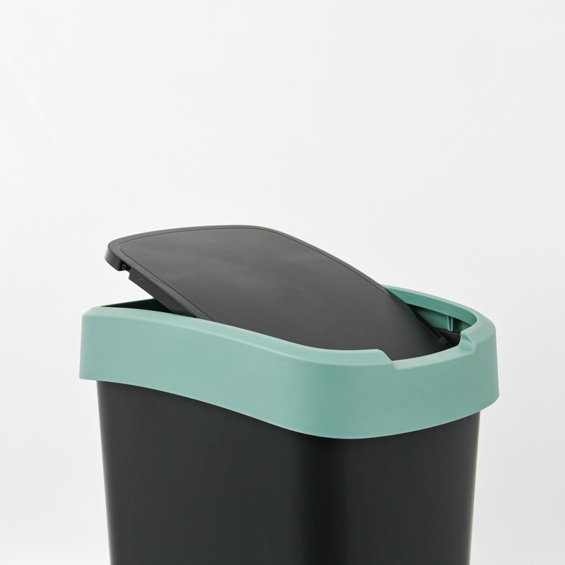 Poubelle à battant 'Twist' noire et verte 50L
