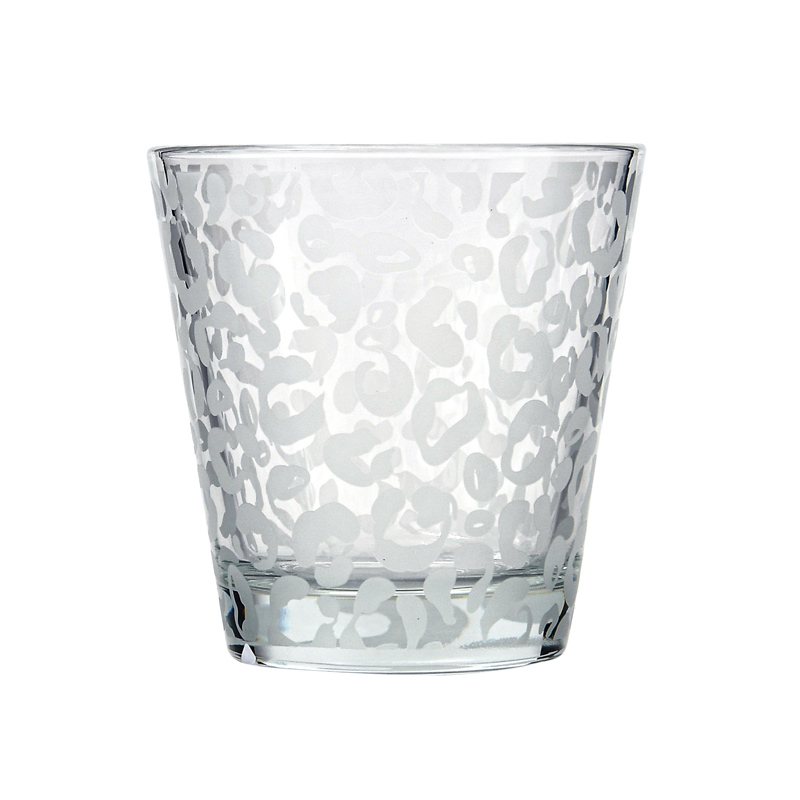 Verre imprimé léopard 'Léonie' blanc satine