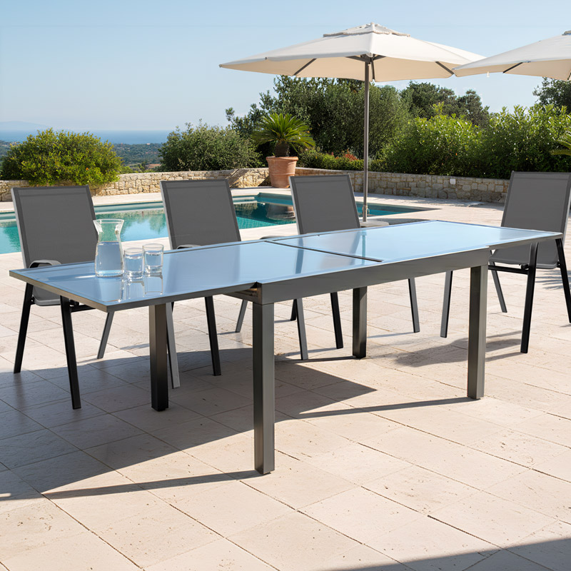 Table de jardin extensible 'Capri' grise 