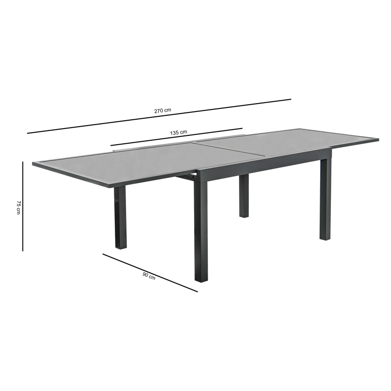 Table de jardin extensible 'Capri' grise 