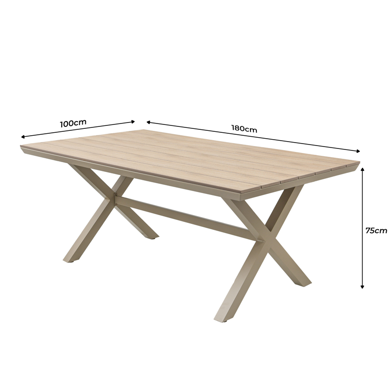 Table de jardin rectangulaire 'Palomas' beige