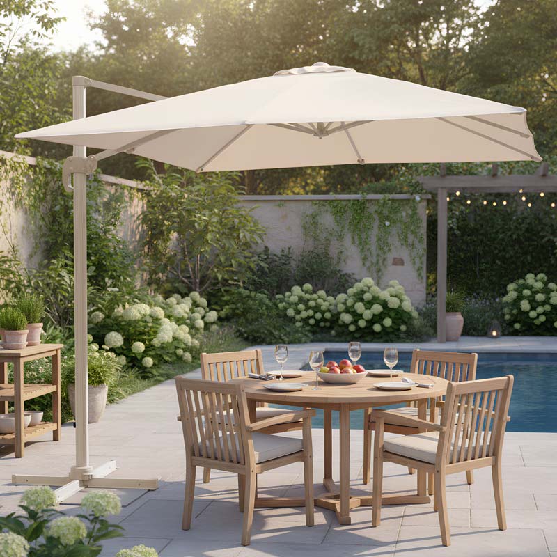 Parasol déporté 'Juan' écru