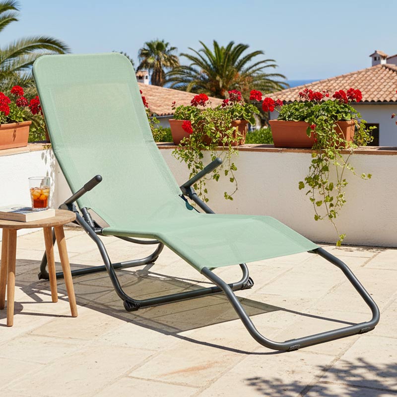 Chaise longue 'Siesta' kaki