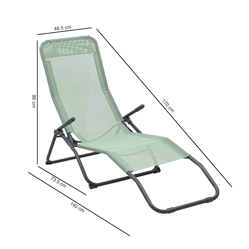 Chaise longue 'Siesta' kaki