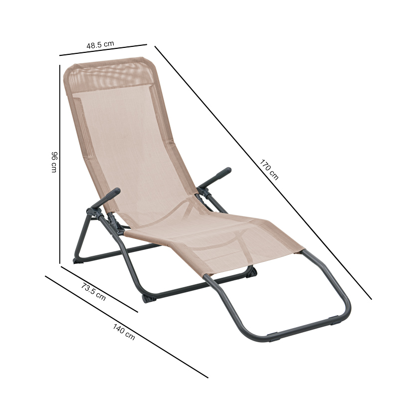 Chaise longue 'Siesta' couleur taupe