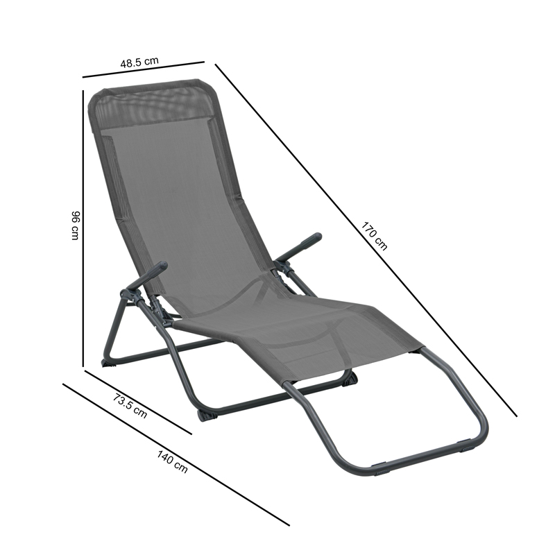 Chaise longue 'Siesta' anthracite