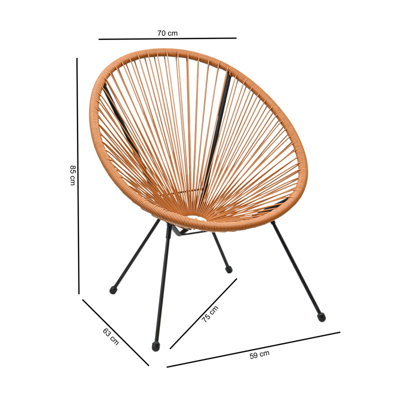 Fauteuil filaire 'Borneo' beige